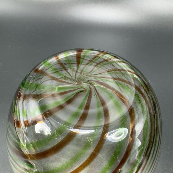 Vintage Molded Glass Dish Bowl With Green Red Swirls Clear Glass Container Bowl - Picture 5 of 9